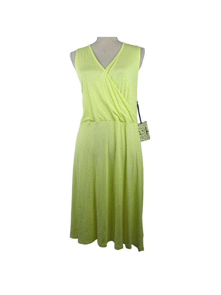 41 Hawthorn Women Elisse Polka Dot Print Dress, Yellow/White Size 1x Nwt